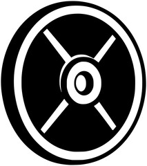 Obraz premium Barbell Plate Icon Fitness Weightlifting Minimal Black and White Vector Symbol for Gym Equipment Strength