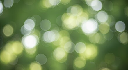 Fototapeta premium Serene Green Bokeh: Abstract Nature Background of Soft, Circular Lights