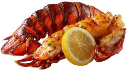 Grilled Lobster Tail Lemon Wedge Seafood Gourmet Meal
