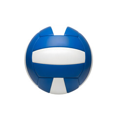 A professional studio shot of a volleyball with classic white and blue panels, completely isolated on a transparent background.