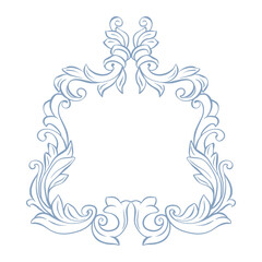 Wedding baroque frame. Wedding crest in classic style. Vintage crest with antique ornament. Victorian frame for wedding invitation, card, cover, banner, save the date, monogram frame. Hand drawn crest