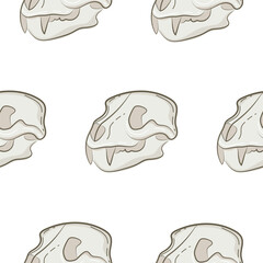 pattern with colorful icon of animal skulls in light color with hollows and various cracks, suitable for gothic or Halloween designs