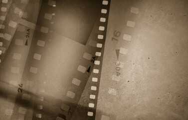 Film negatives brown background
