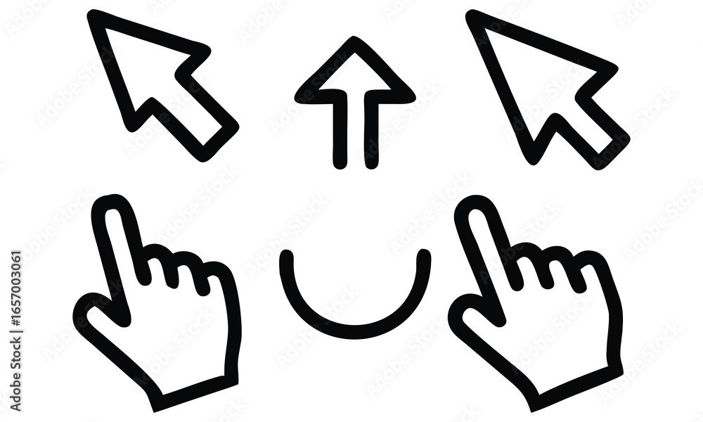 Aufkleber a collection of vector hand cursors, including warning and stop signs, for web and internet design