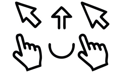 A collection of vector hand cursors, including warning and stop signs, for web and internet design