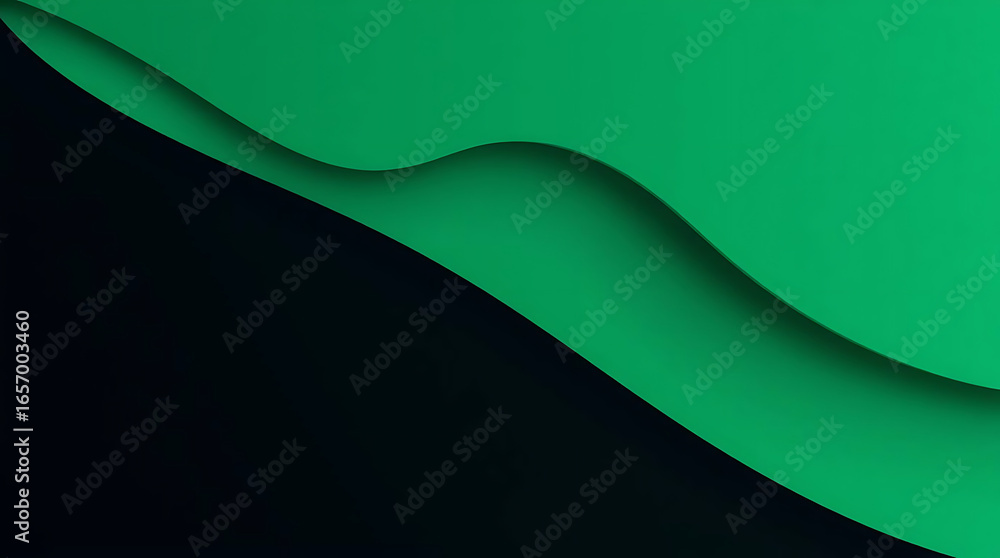 Poster abstract green background with smooth curves and gradients, creating a modern and elegant design wit
