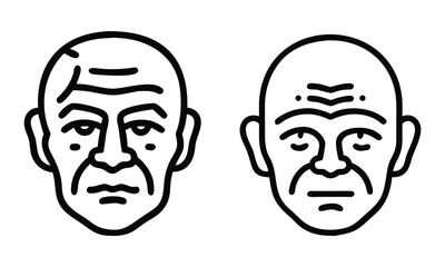 Vector cartoon art drawing of various funny faces, monsters, and evil characters with comical expressions