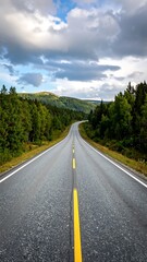 Scenic country road stretches into the distance