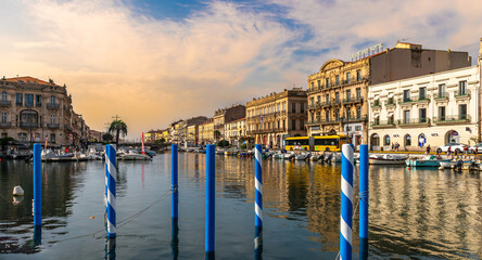 Fototapeta premium Sète main canal in summer, in Occitanie, France
