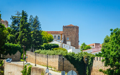 Beautiful cozy street and buildings in old town Evora, Portugal