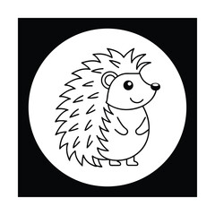Cute cartoon hedgehog with spikes apple its back in a circle animal drawing