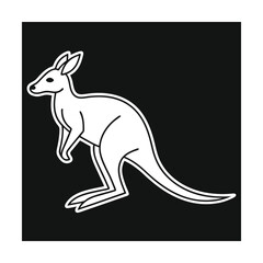 Kangaroo hopping forward simple line art marsupial animal