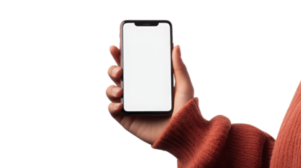 Hand Holding Smartphone with Blank Screen Display