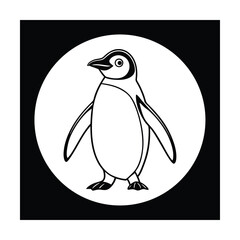 Outline a penguin chick standing in a circle bird animal