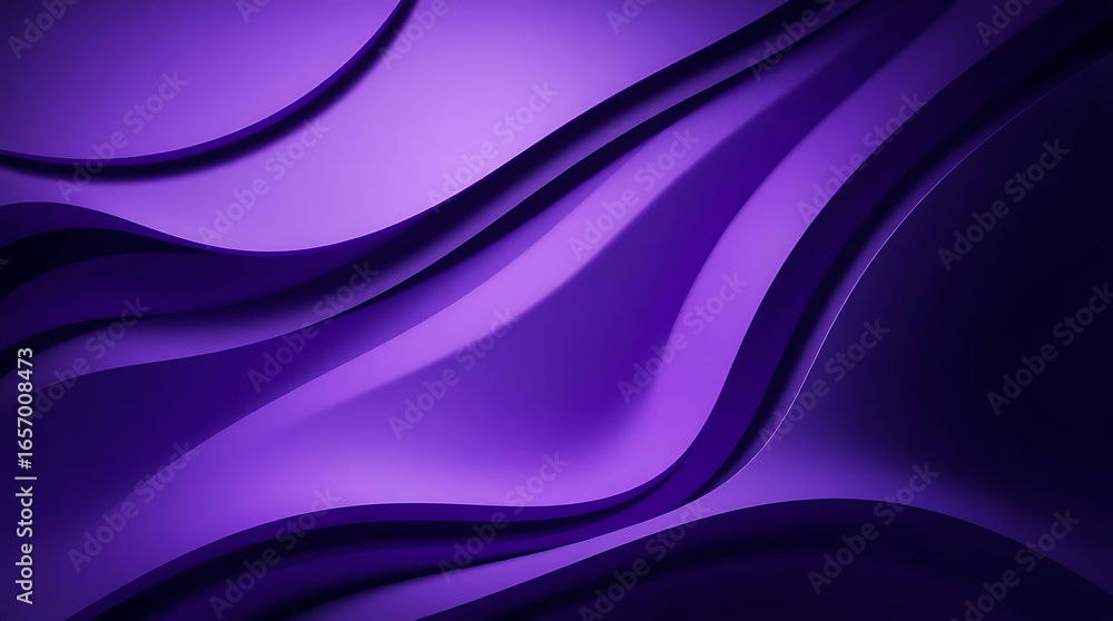 Poster abstract purple background with smooth waves and curves, creating a modern and elegant texture for v