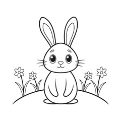 A cute bunny sitting in a field with flowers rabbit animal