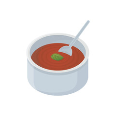 Tomato sauce vector illustration in flat detailed style. Isolated  vegetable, food ingredient for Italian menu, advertisement designs