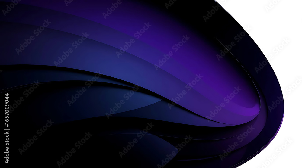 Poster abstract dark purple and black wavy background with smooth flowing lines and gradient effect creatin