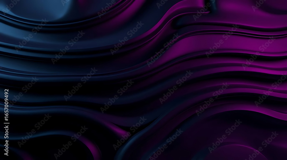 Poster a mesmerizing abstract background with flowing waves of deep blue and vibrant purple, creating a sen