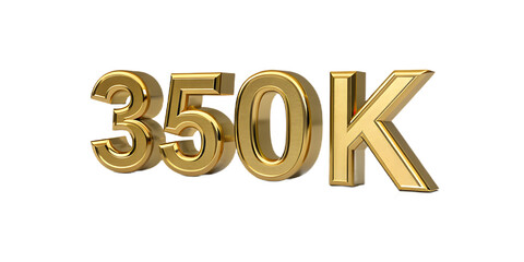 Golden 350k text isolated on transparent background