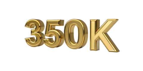Golden 350k text isolated on transparent background