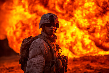 Naklejka premium fire, soldier, military