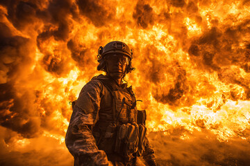 Fototapeta premium fire, soldier, military