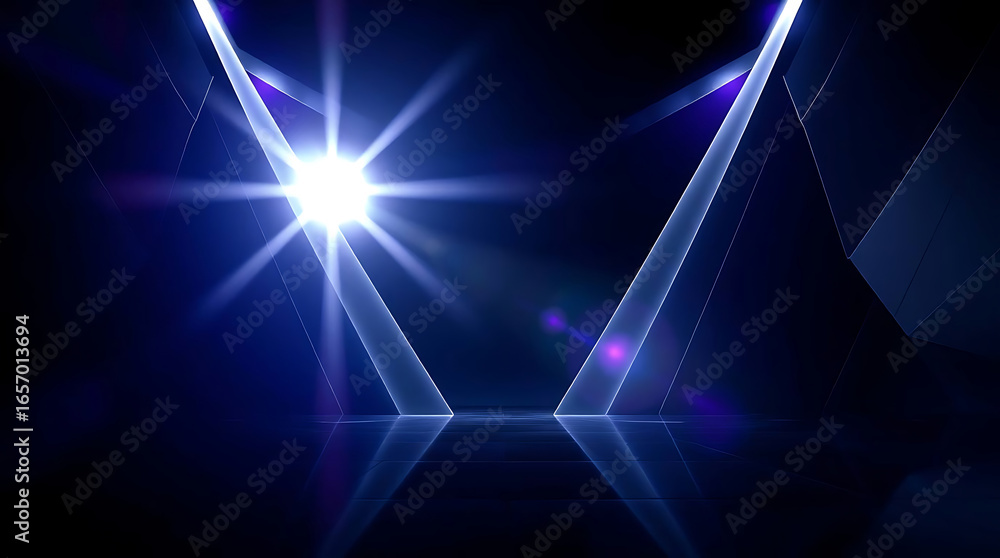 Poster a captivating abstract background featuring a spotlight effect on a dark stage, creating a modern an