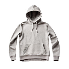 Soft Grey Hooded Sweatshirt on White Background for Fashion Display