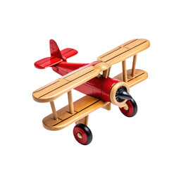 Wooden Red Toy Airplane Model for Children and Collectors