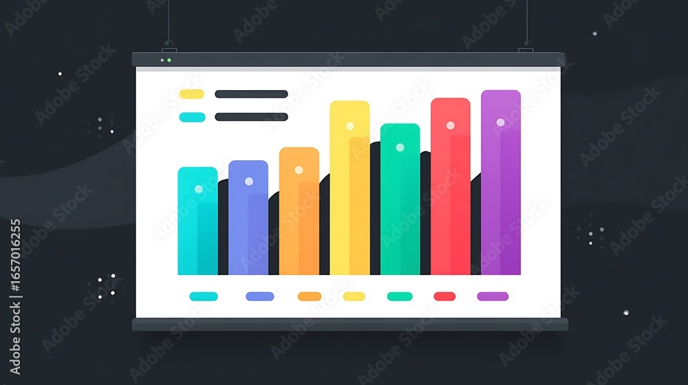 Poster colorful bar graph presentation for data analysis and business growth strategy visualization and mar