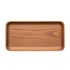 Empty rustic wooden tray from top view