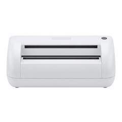 White desktop office machine for shredding documents