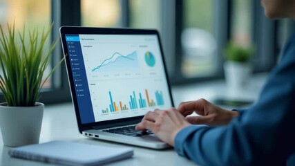 A person is focused on their laptop, possibly working or studying