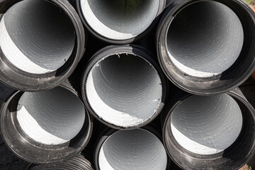 Close up of drainage pipes on outdoors