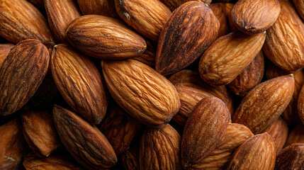 Fototapeta premium Textured brown almonds close up nuts food