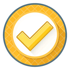 Yellow Colour check mark icon on square internet button