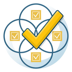 Vector icon of a check mark symbol on an email button for a business website design