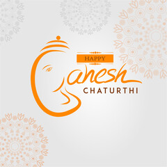 Handwritten Happy Ganesh Chaturthi Vector Typography | Indian Festival Calligraphy Design