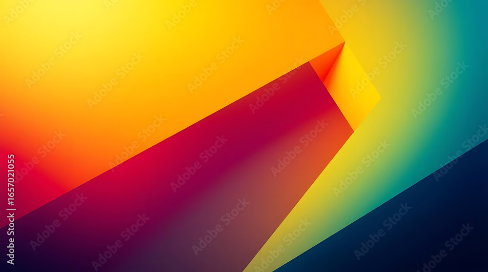 Poster abstract geometric background with vibrant colors and diagonal lines, creating a modern and trendy d