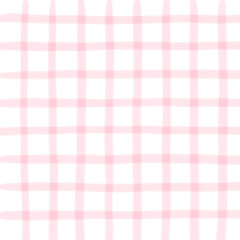 Pink White Plaid Gingham Hand Drawn Background Pattern Overlay