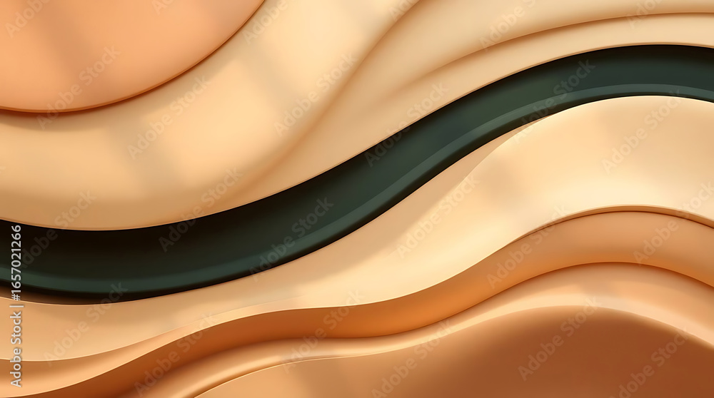 Poster abstract background with brown and green paper cut shapes, creating a modern and vibrant design with