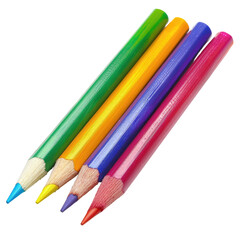 Fototapeta premium Colored pencils lying diagonally, creating vibrant rainbow, on dark surface