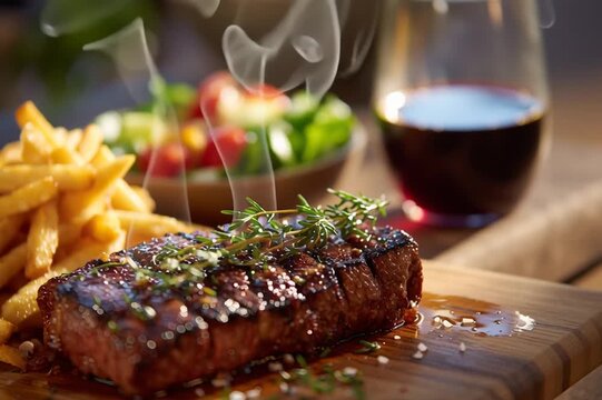 dampfend, firsch, lecker, rare, englisch, medium, durch, garm  restaurant, pommes, rinderfilet, rumpsteak, essen, fleisch, steak, rind, abendessen, mahl, gegrillt, teller, barbecue, essgeschirr, gem&uuml;s
