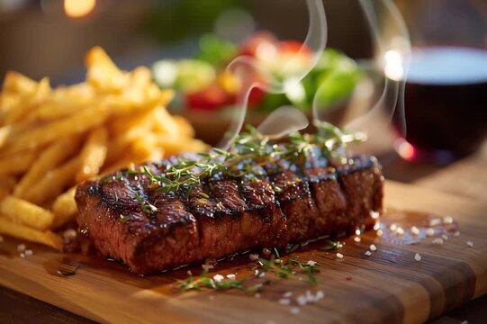 dampfend, firsch, lecker, rare, englisch, medium, durch, garm  restaurant, pommes, rinderfilet, rumpsteak, essen, fleisch, steak, rind, abendessen, mahl, gegrillt, teller, barbecue, essgeschirr, gem&uuml;s