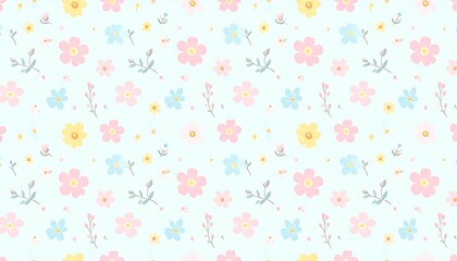 Delicate floral pattern on light blue background.