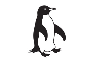 Simple black and white sketch of a standing penguin