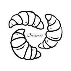 croissant line art vector in a white background