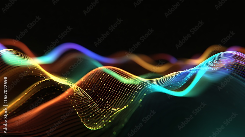 Poster abstract colorful waves background for technology and science concept design element data visualizat