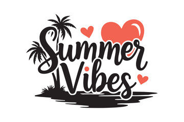 Summer vibes with palm trees and hearts